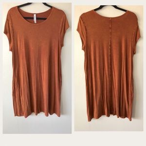 RVCA Rust Orange Distressed Shift Dress Size 10